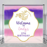 Lofaris Custom Name Colorful Unicorn 5th Birthday Backdrop